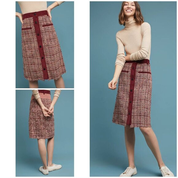 Anthropologie Dresses & Skirts - NWT Anthropologie Harlyn Tweed Buttoned Chic Business Casual Pencil Skirt S​